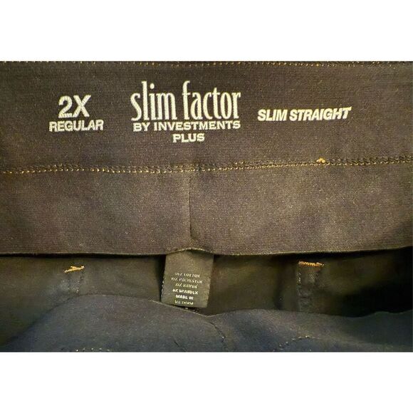 Slim Factor Investments Women's Jeans Plus Size 2X Slim Straight Pull-On Wide Wa - Picture 5 of 6